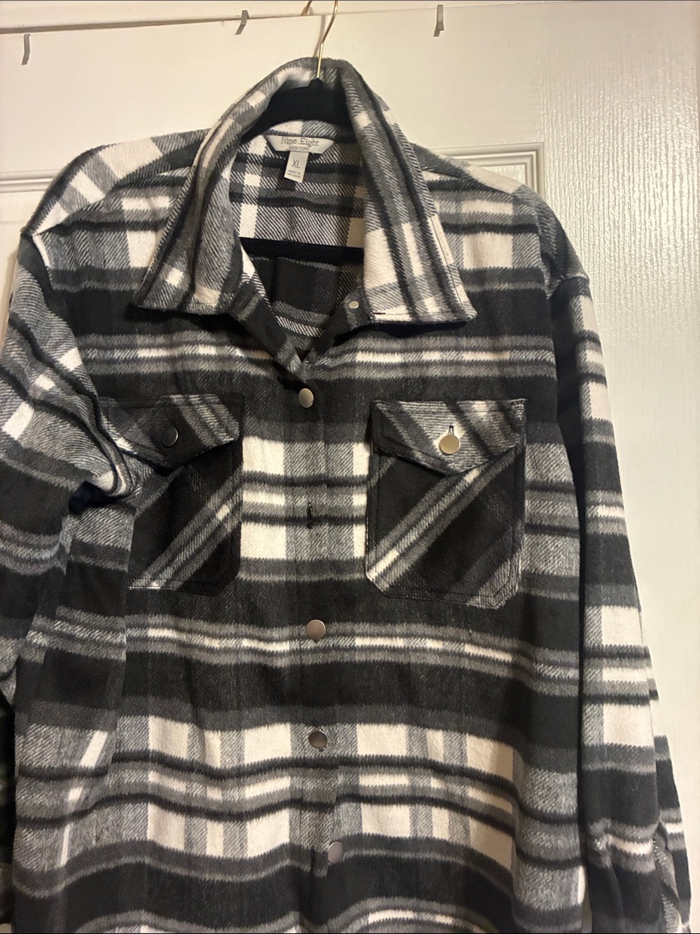 Men's Black & White Plaid Lightweight Shacket
